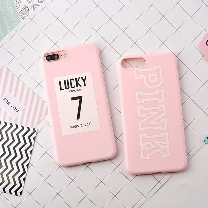 Fashion Letter PINK Lucky 7 Phone Case For iPhone X XS MAX XR