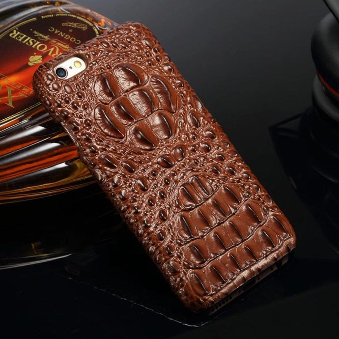 Crocodile Patterned Genuine Leather Case For iPhone 7 8 6 6s Plus